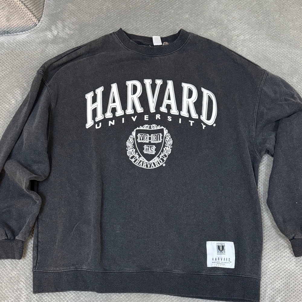 H&M Black Harvard University Crewneck Sweater